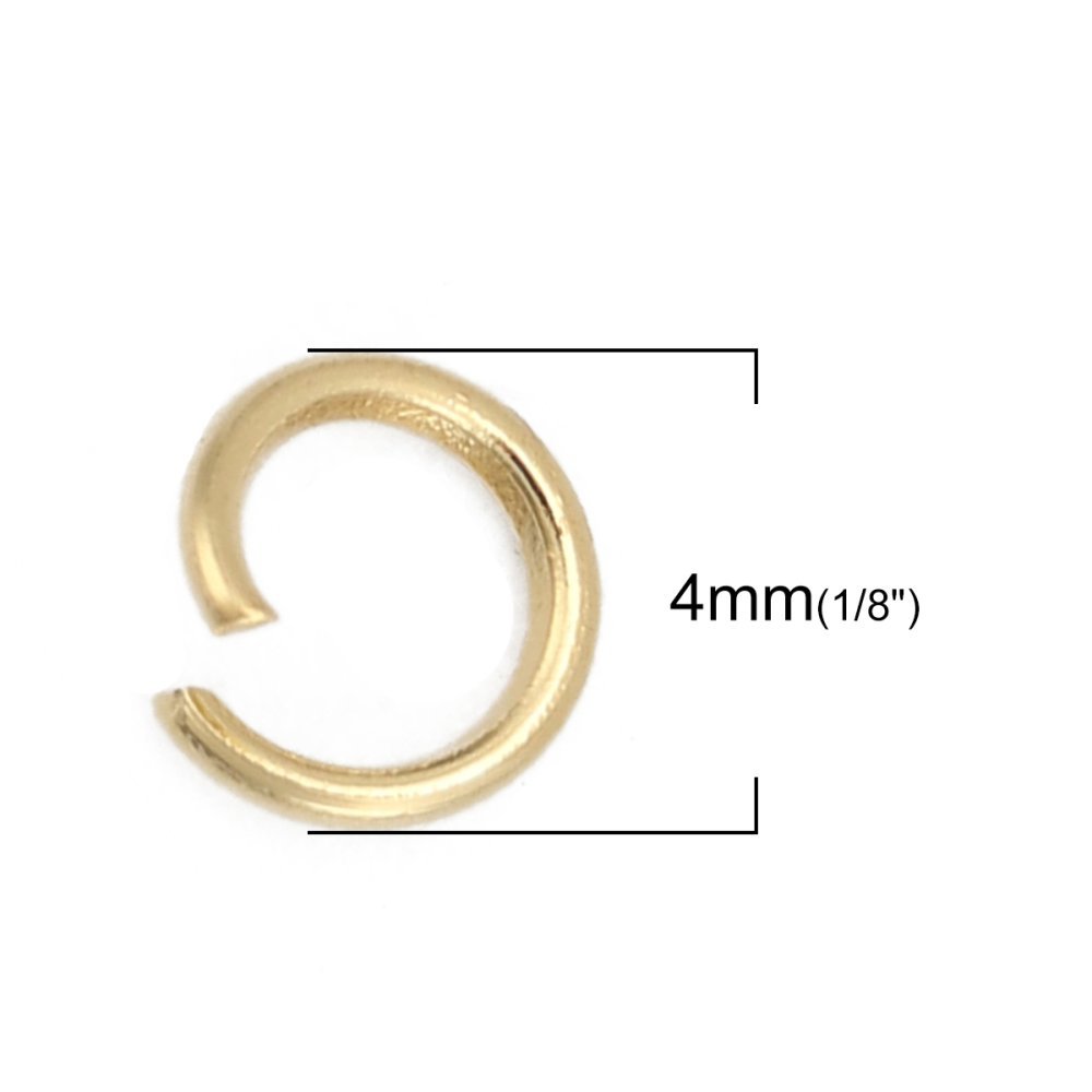 20 Åpne koblingsringer 04 mm Rustfritt stål gullbelagt