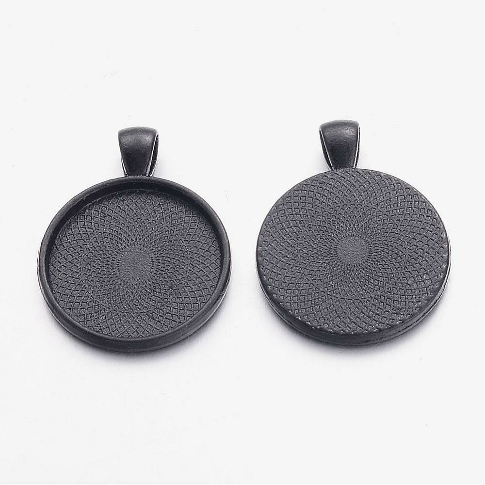 20 x 25mm svart cabochonholdere, cabochon anheng 16NR
