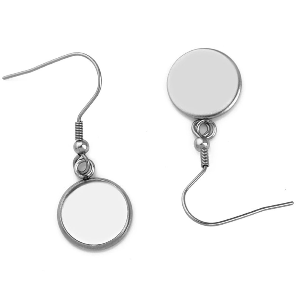 20 runde cabochon øredobberholdere 08 mm N°06 Aged Silver