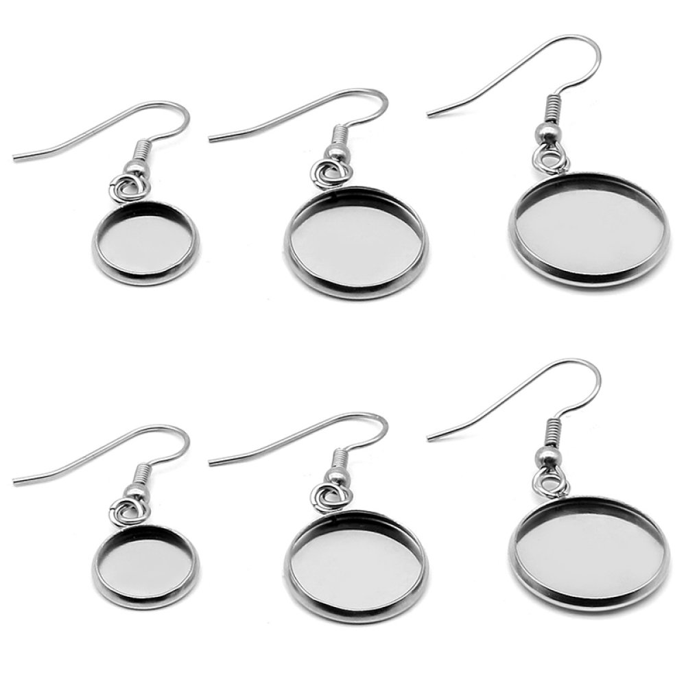 20 runde cabochon øredobberholdere 08 mm N°06 Aged Silver