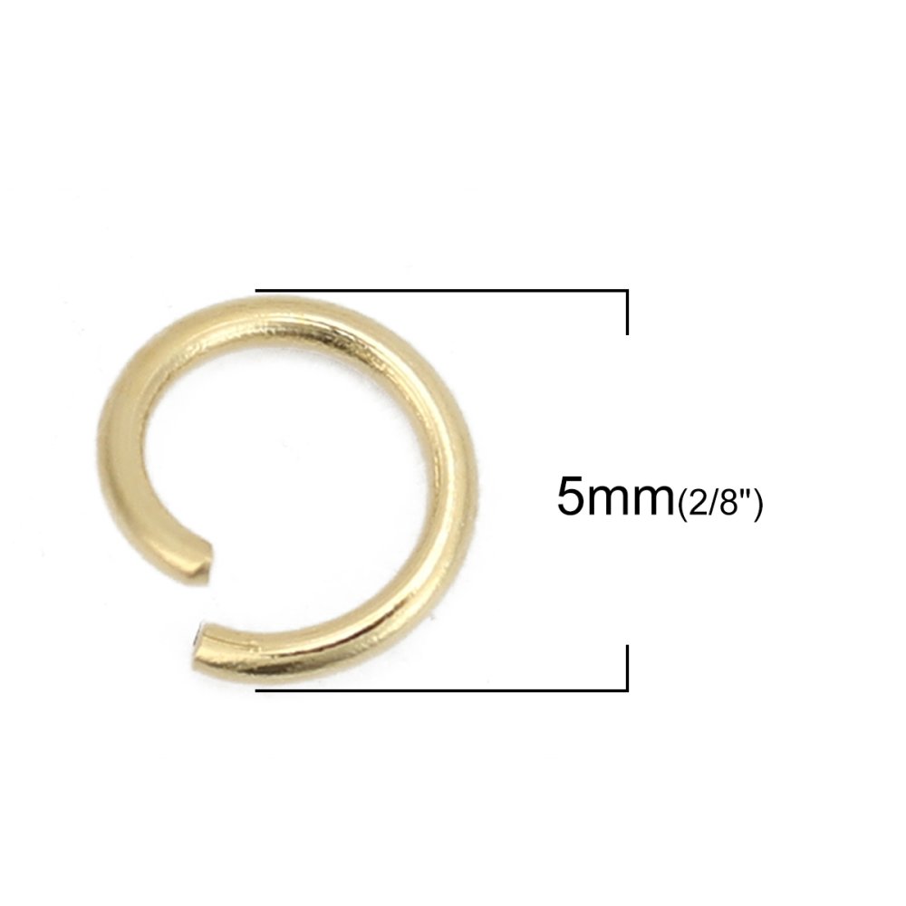 2 åpne leddringer 05 mm Rustfritt stål forgylt N°02
