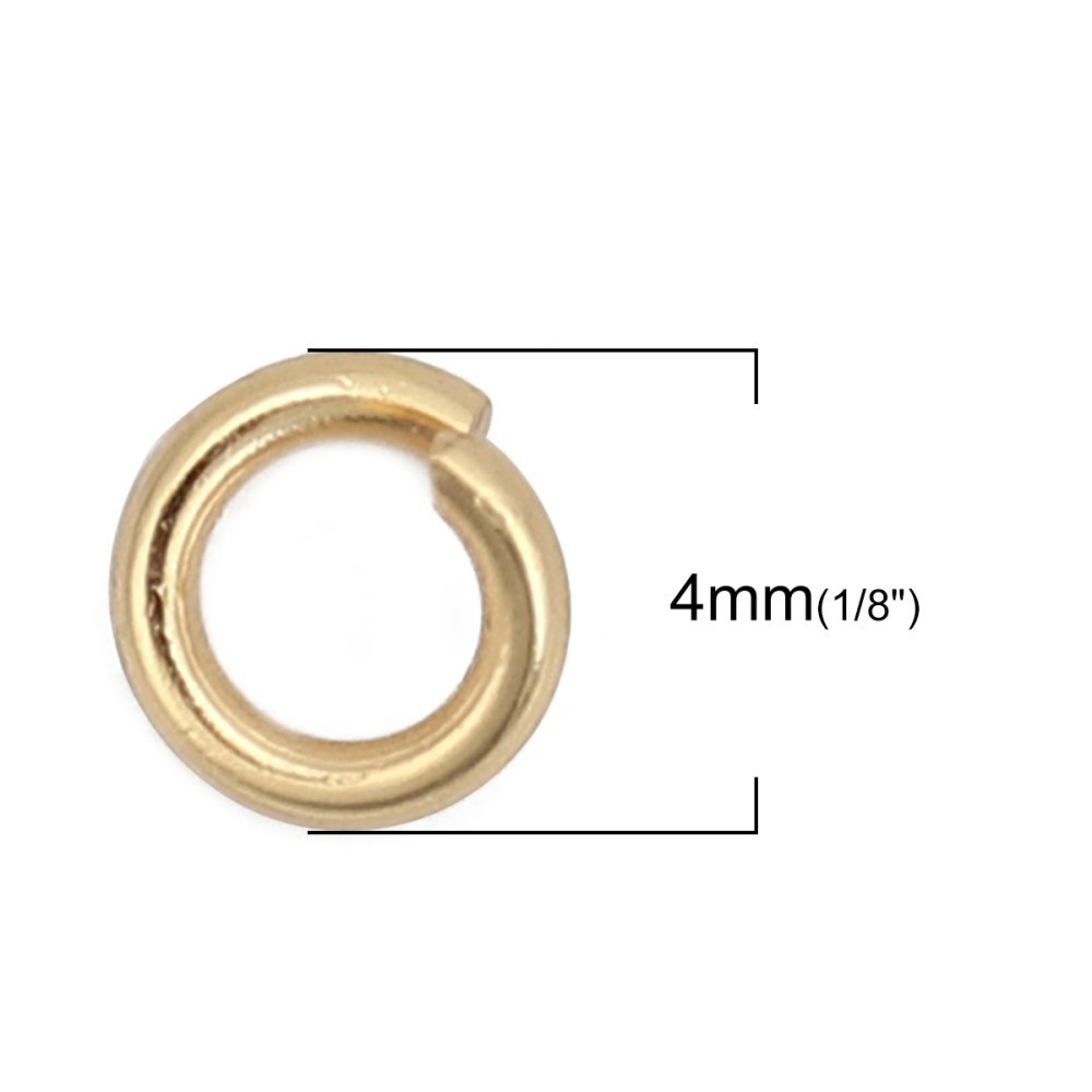 2 Åpne koblingsringer 04 mm Rustfritt stål forgylt nr. 03