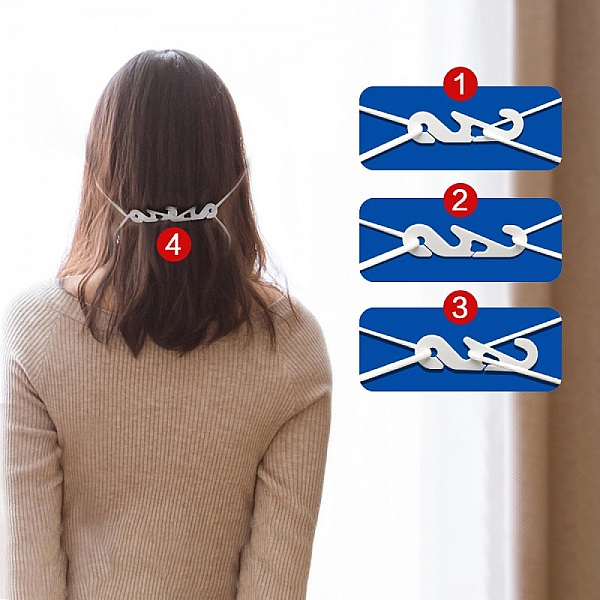 2 elastiske stropper Justerbar &oslash;rebeskytter, motstandsdyktig mot &oslash;resmerter Hvit