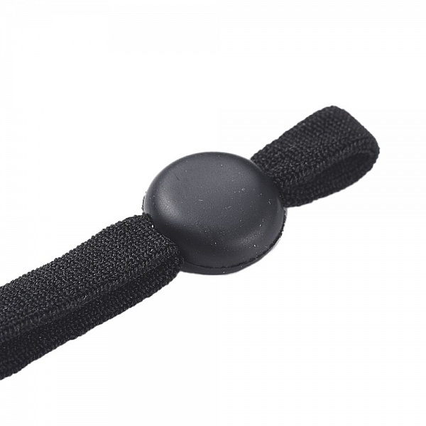 2 svarte elastiske snorb&aring;nd med justerbar spenne for maskefeste