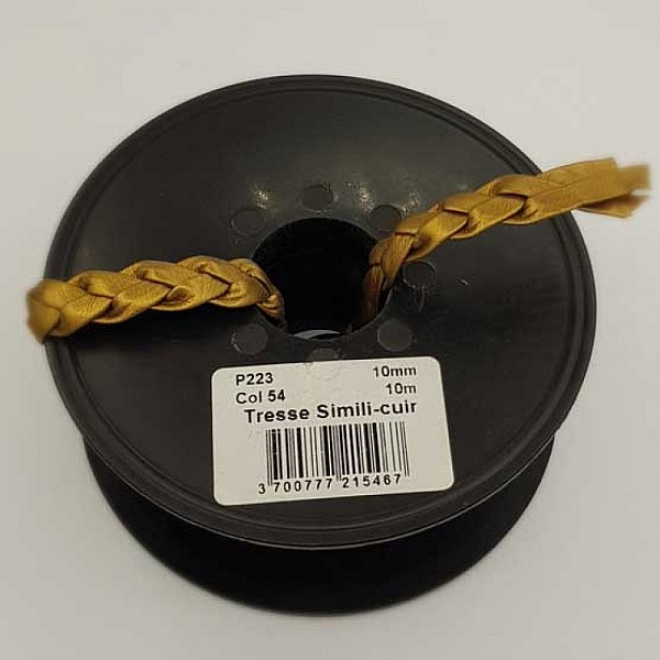 2 M Lani&egrave;re simili cuir tress&eacute; 10 mm Or