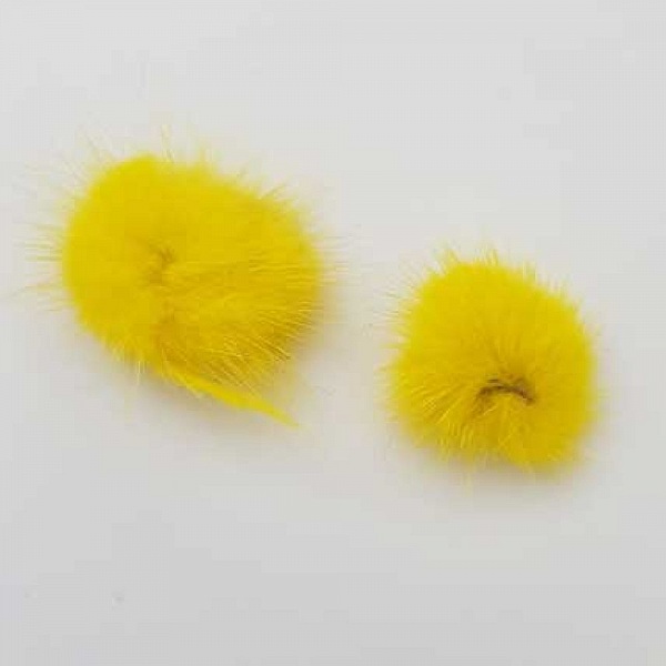 2 Pompons Fourrures 30 mm Jaune