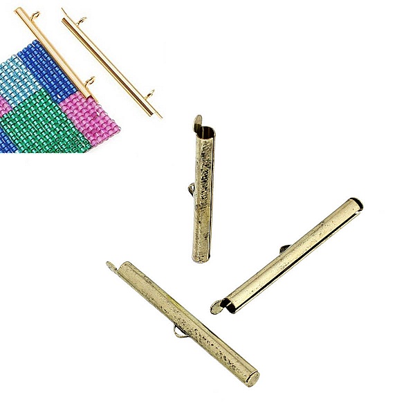 2 spenner endestykker kobberr&oslash;r antikk bronse farge 40x6mm-72433 