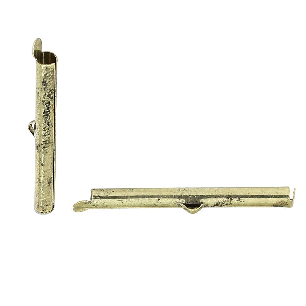 2 spenner endestykker kobberrør antikk bronse farge 30x6mm-71739 