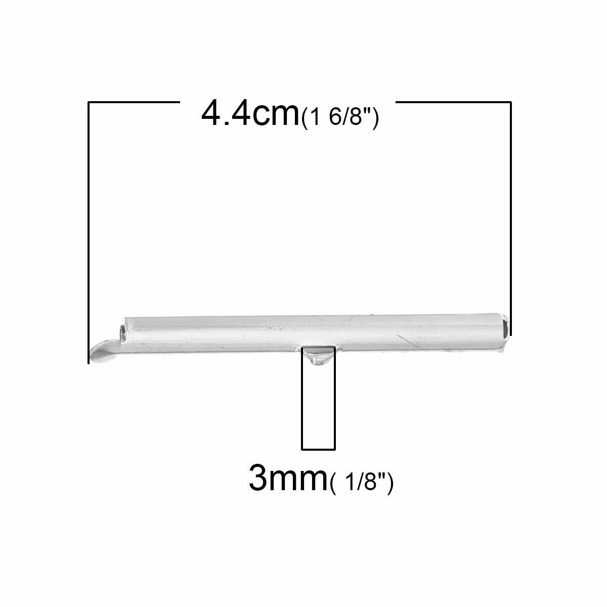 2 x 40x6mm kobberrørspenner, lys sølvfarge-72435 