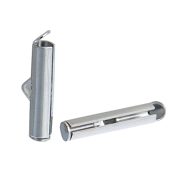 2 kobberr&oslash;rspenner, s&oslash;lv matt, 20x6mm-845 