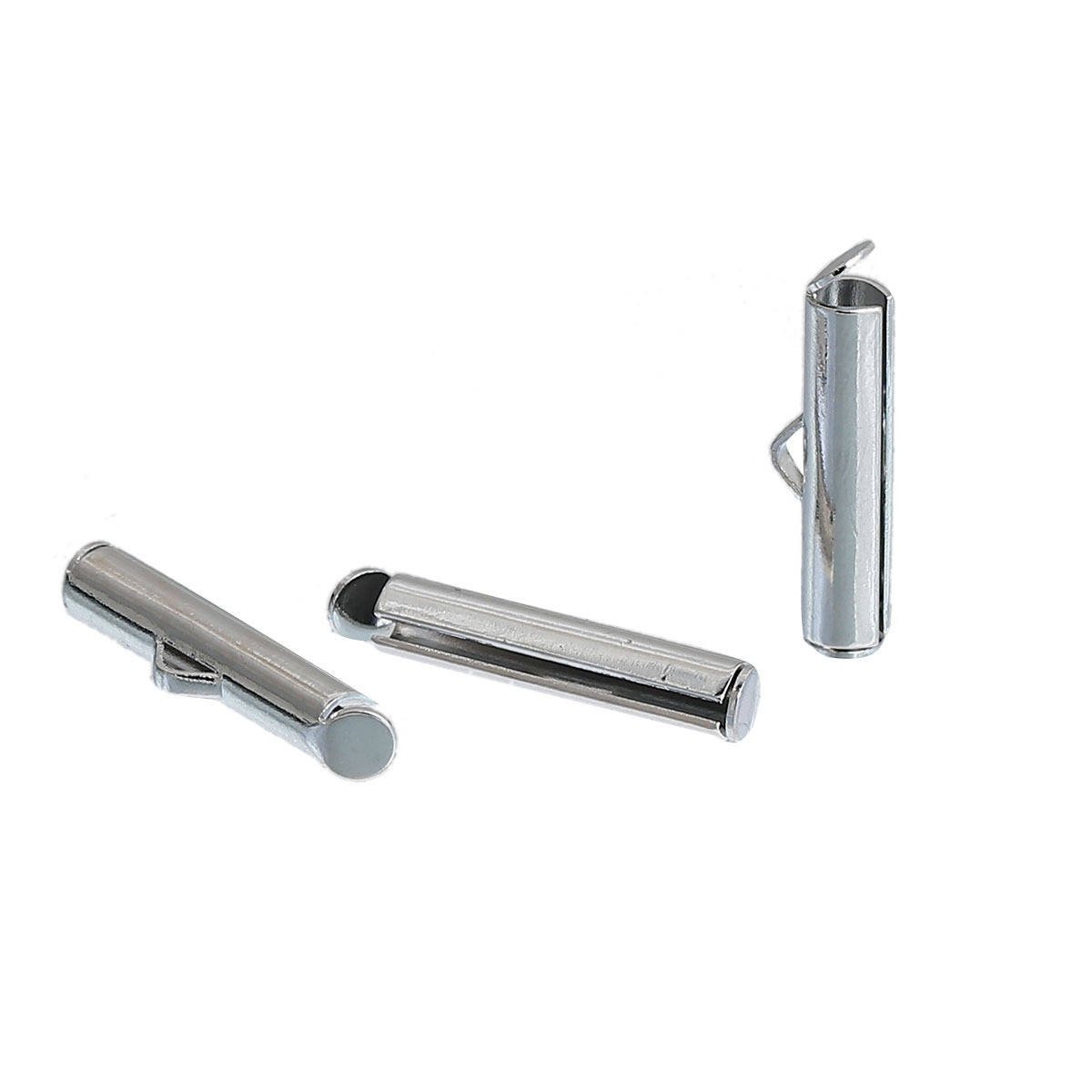 2 kobberrørspenner, sølv matt, 20x6mm-845 