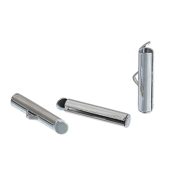 2 kobberr&oslash;rspenner, s&oslash;lv matt, 20x6mm-845 