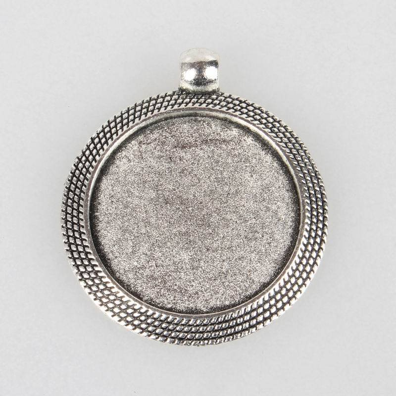 2 x 25mm sølv cabochon holdere, cabochon anheng 71AS