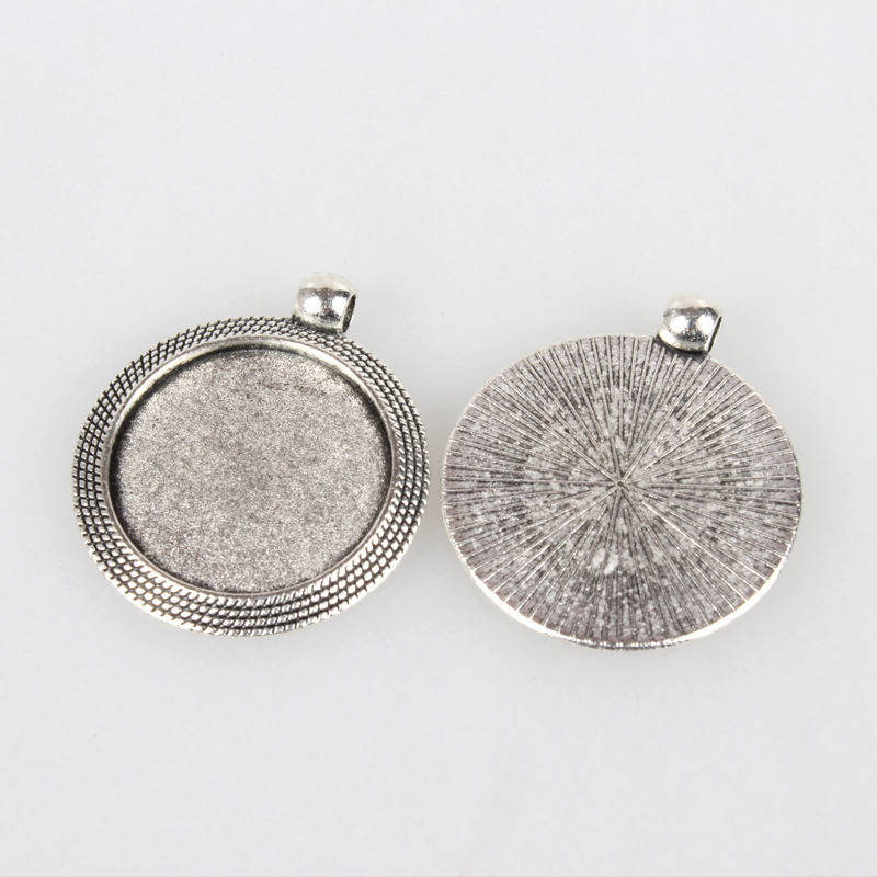 2 x 25mm sølv cabochon holdere, cabochon anheng 71AS
