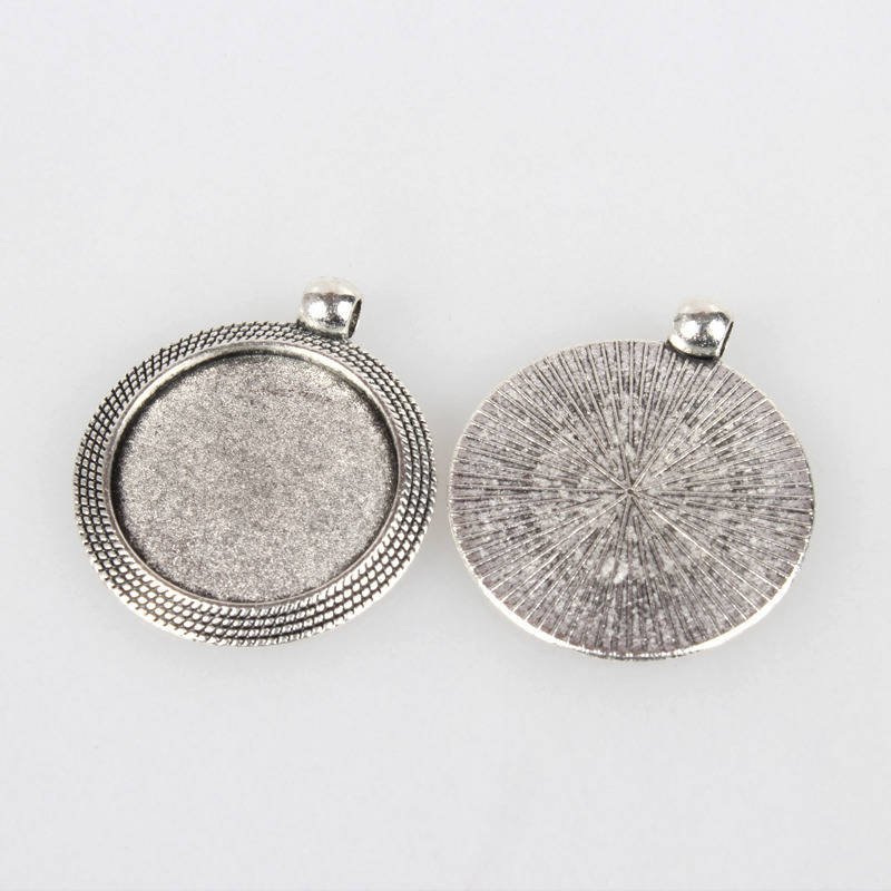 2 x 25mm sølv cabochon holdere, cabochon anheng 71AS