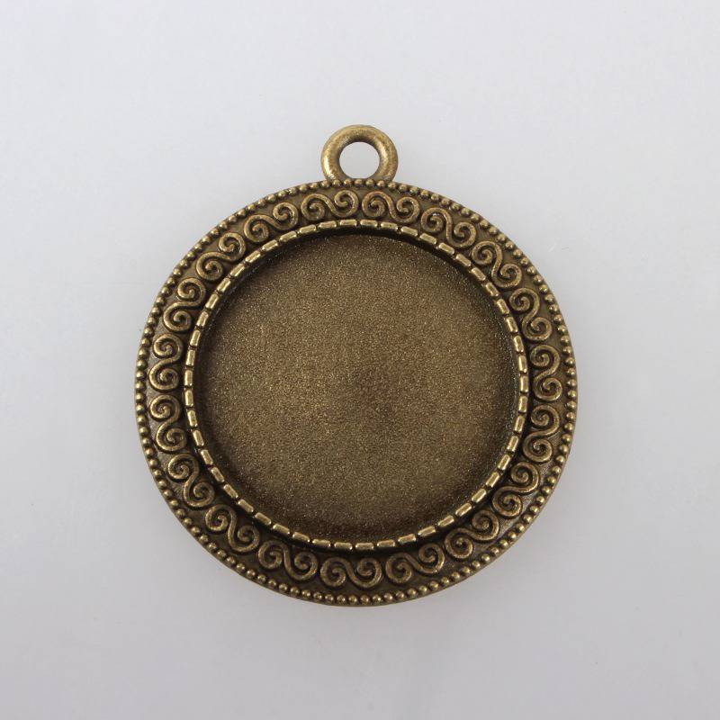 2 x 25mm bronse cabochonholdere, cabochon anheng 119AB 