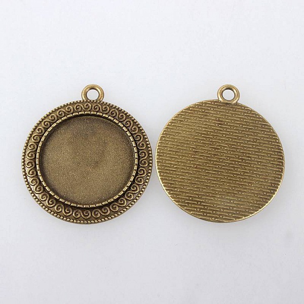 2 x 25mm bronse cabochonholdere, cabochon anheng 119AB 