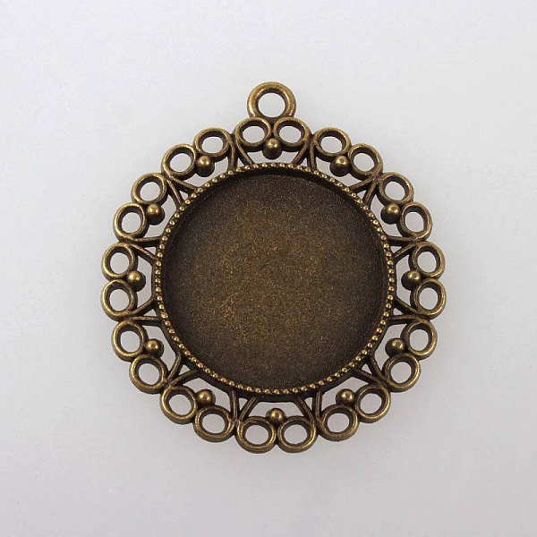 2 x 25mm bronse cabochonholdere, cabochon anheng 118AB 