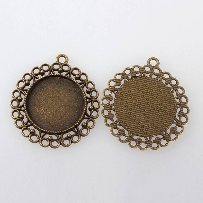 2 x 25mm bronse cabochonholdere, cabochon anheng 118AB 