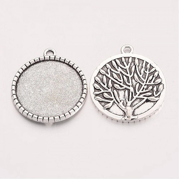 2 x 25mm s&oslash;lv cabochon holdere, cabochon anheng 19AS-RS 