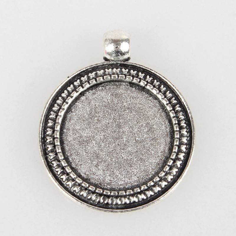 2 x 20mm sølv cabochon holdere, cabochon anheng 07AS 