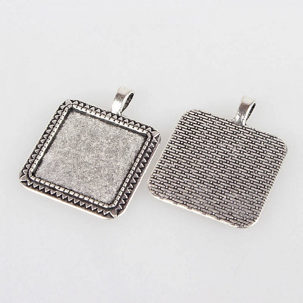 2 x 25mm s&oslash;lv cabochon holdere, cabochon anheng 05AS 