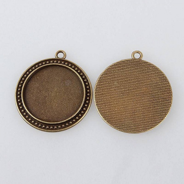 2 x 30mm bronse cabochonholdere, cabochon anheng 88AB 
