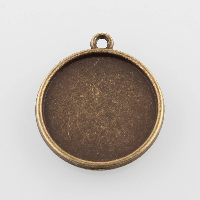 2 x 25mm bronse cabochonholdere, cabochon anheng 43AB