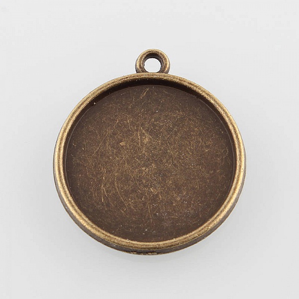 2 x 25mm bronse cabochonholdere, cabochon anheng 43AB