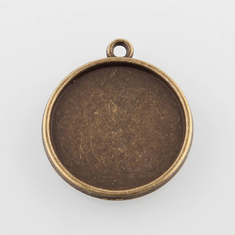 2 x 25mm bronse cabochonholdere, cabochon anheng 43AB