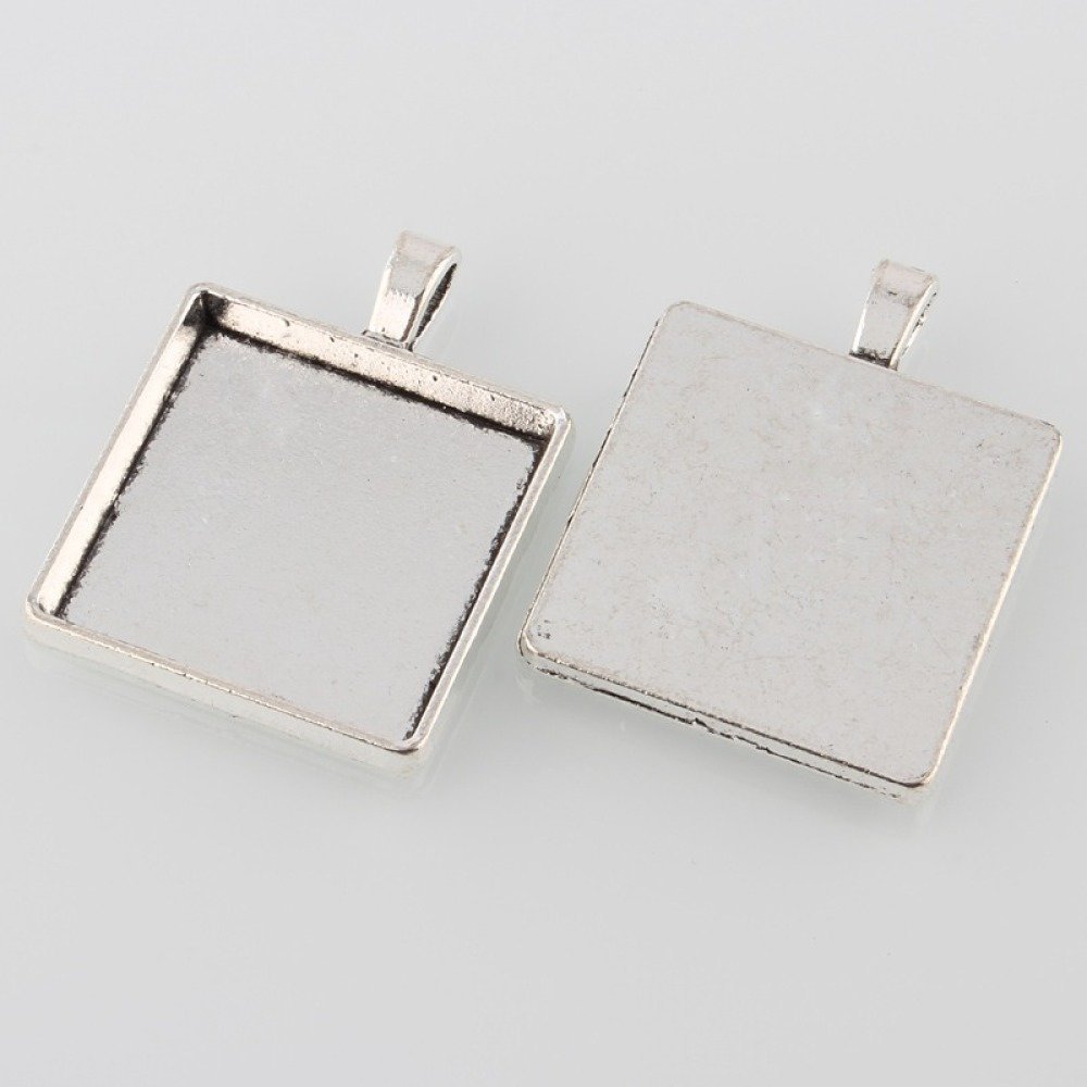 2 x 25mm sølv cabochonholdere, cabochon anheng 43AS