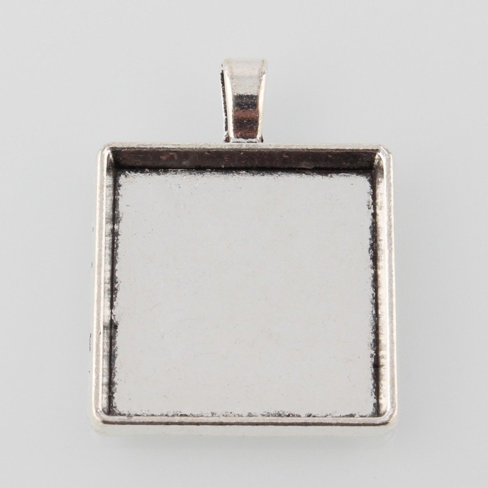 2 x 25mm sølv cabochonholdere, cabochon anheng 43AS