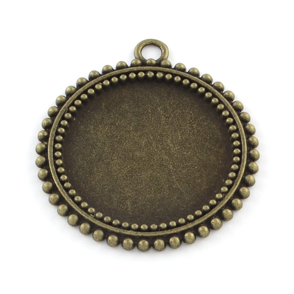 2 x 25mm bronse cabochonholdere, cabochon anheng 31AB