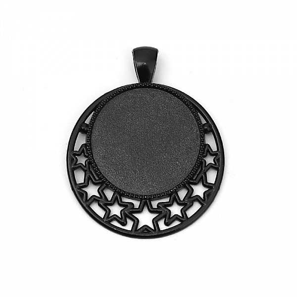 2 x 25mm svart cabochonholdere, cabochon anheng 8501