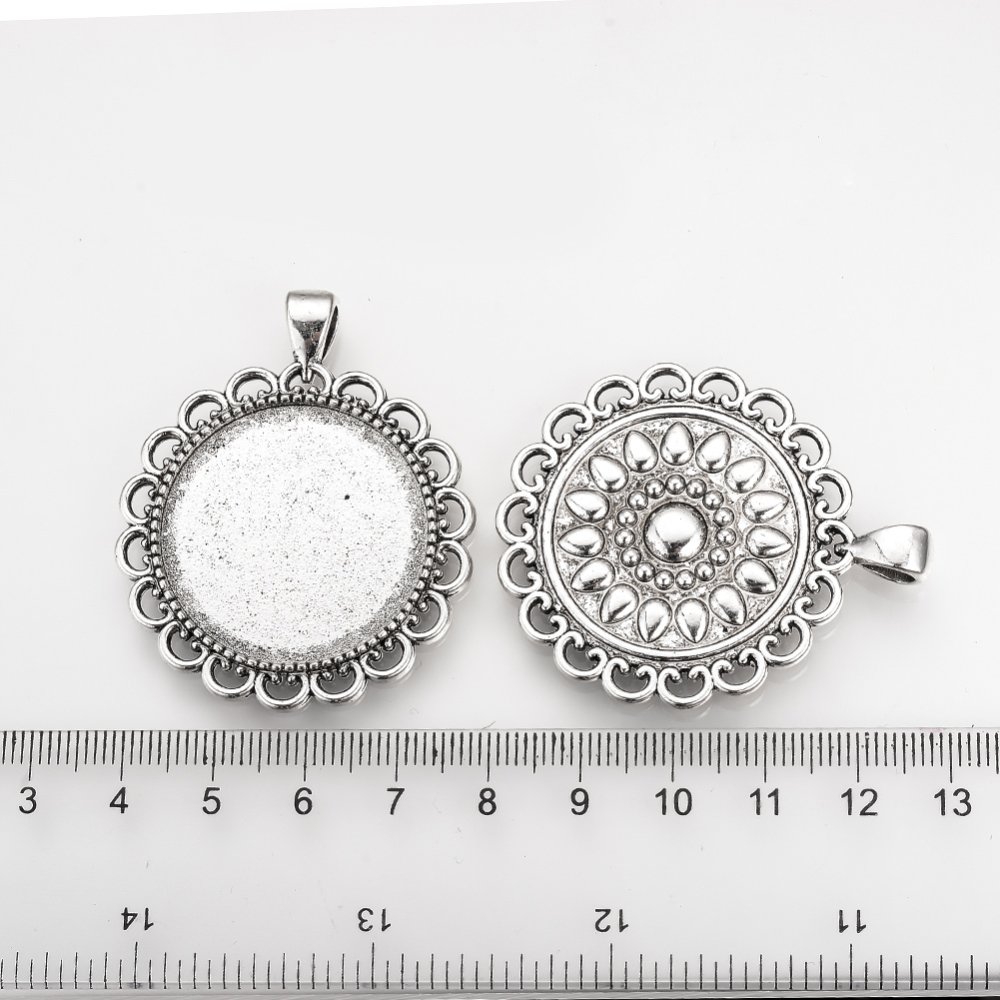 2 x 30mm sølv cabochon holdere, cabochon anheng 57AS