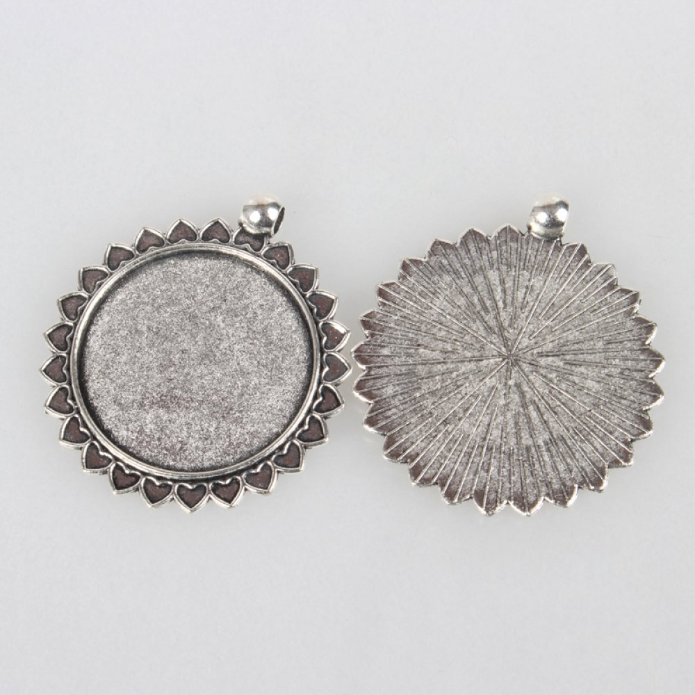2 x 30mm sølv cabochon holdere, cabochon anheng 62AS