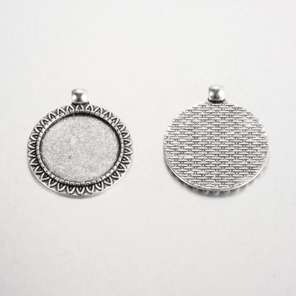 2 x 25mm sølv cabochon holdere, cabochon anheng 17AS