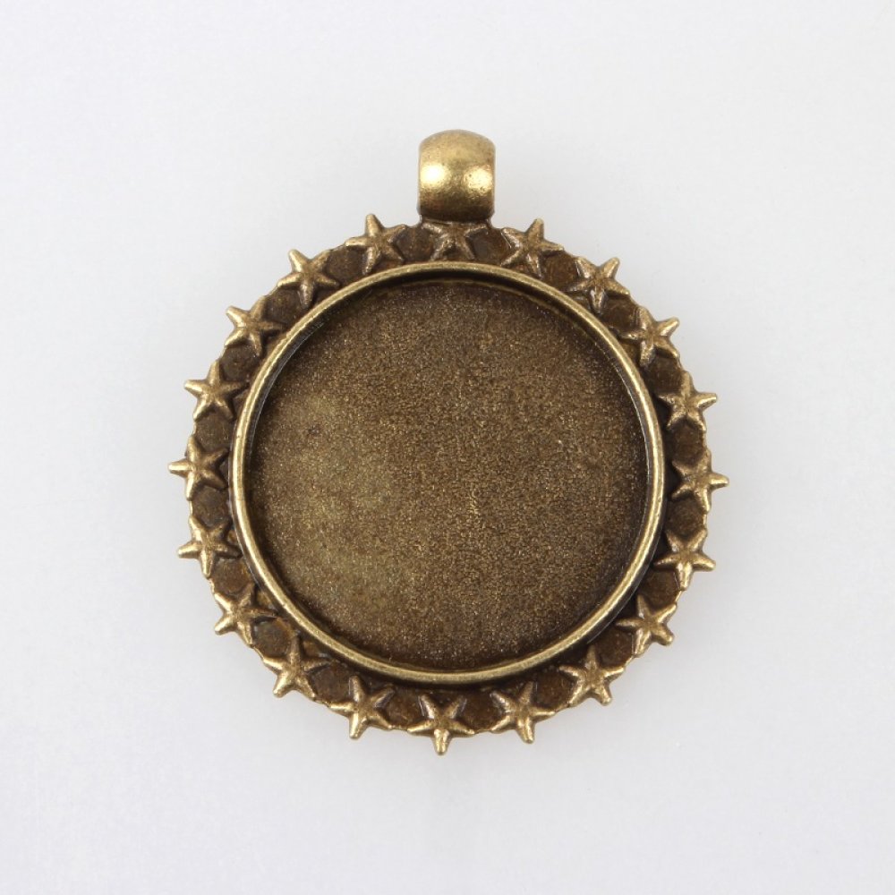 2 x 25 mm bronse cabochonholdere, cabochon anheng 80AB
