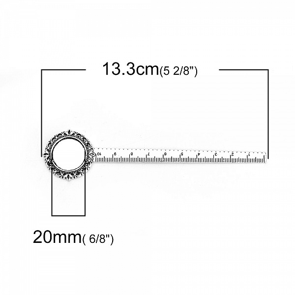 3 bokmerker linjal cabochon 20 mm N&deg;01 Aged Silver