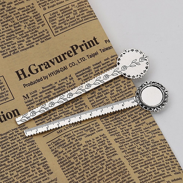 3 bokmerker linjal cabochon 20 mm N&deg;01 Aged Silver