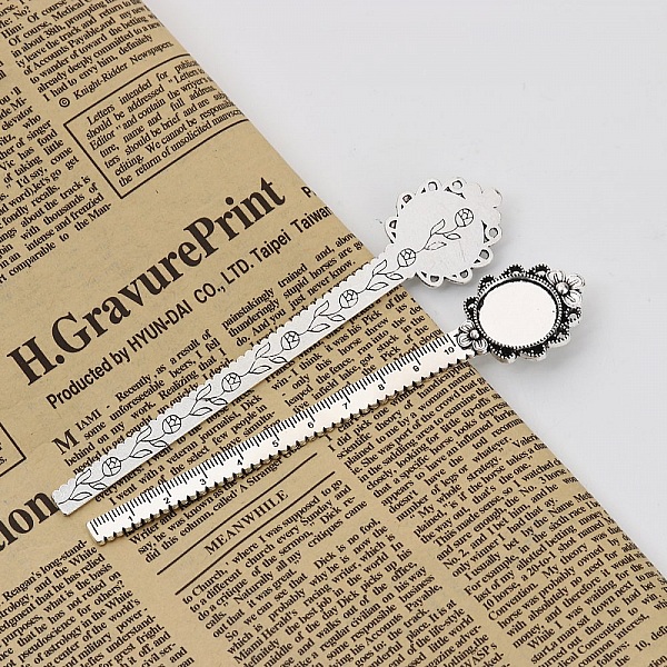 3 bokmerker linjal cabochon 20 mm N&deg;02 Aged Silver