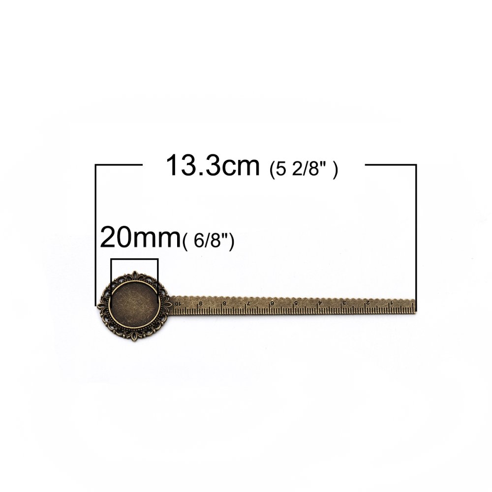 3 bokmerker linjal cabochon 20 mm nr. 01 Bronse