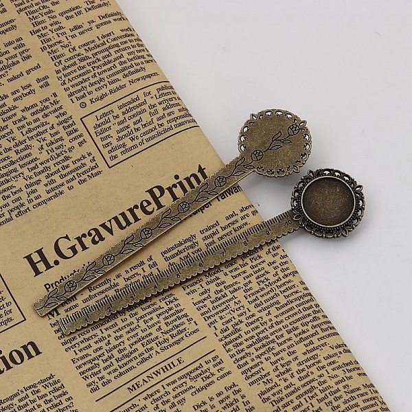 3 bokmerker linjal cabochon 20 mm nr. 01 Bronse