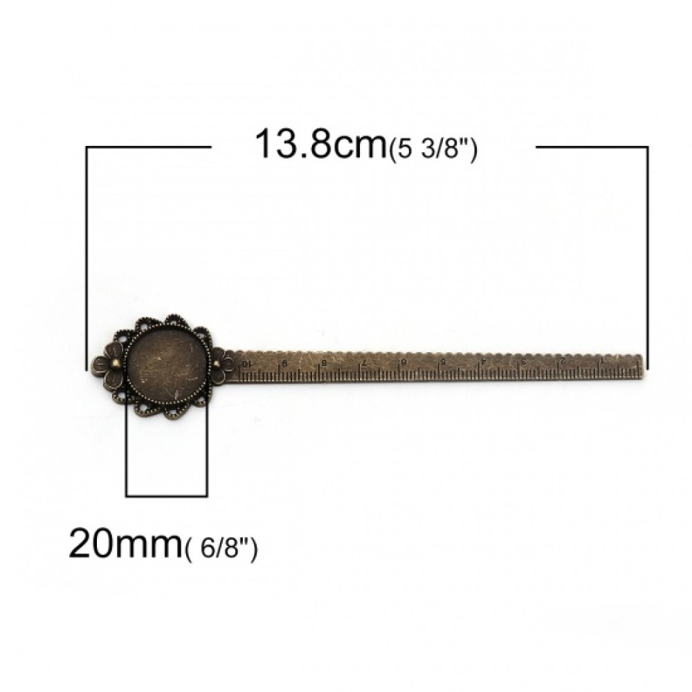 3 bokmerker linjal cabochon 20 mm N°02 Bronse