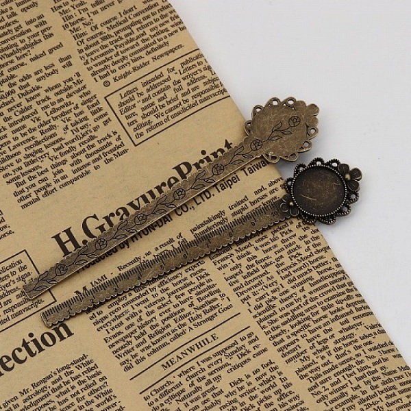 3 bokmerker linjal cabochon 20 mm N&deg;02 Bronse