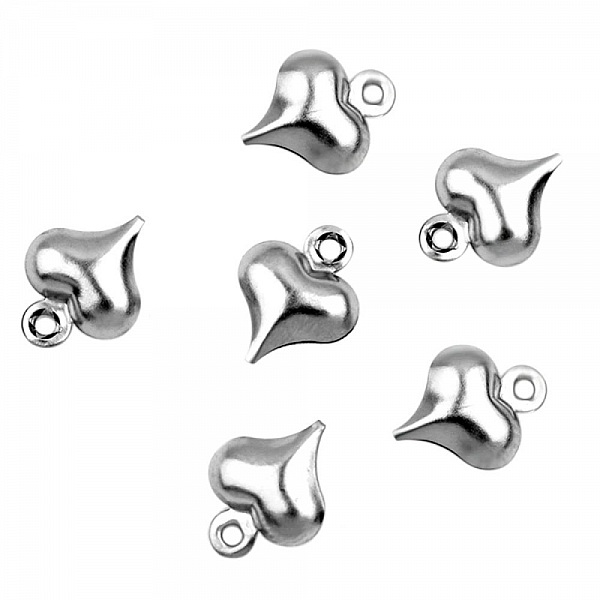 5 Breloques Acier inoxydable Argent Vieilli C&oelig;ur N&deg;02