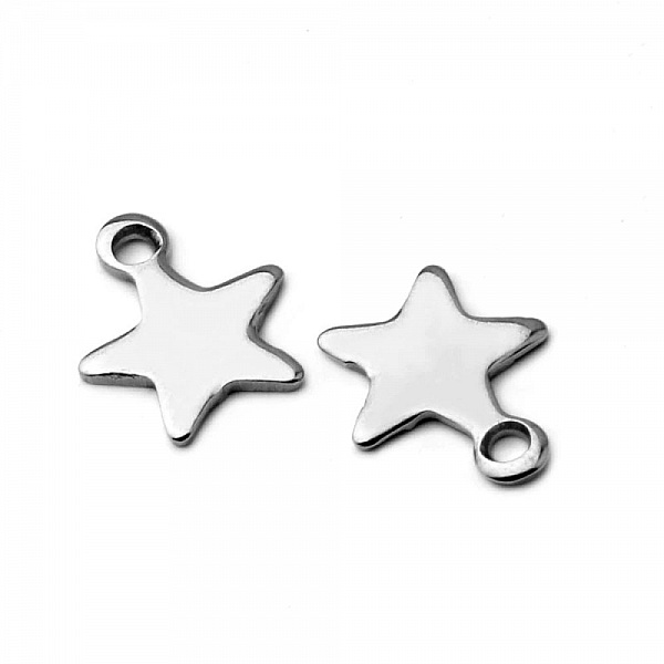5 Breloques en Acier Inoxydable &eacute;toile argent 15 x 13mm