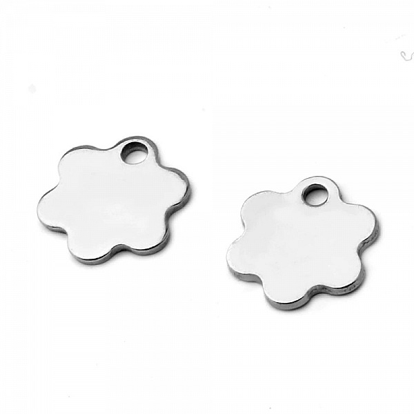 5 Breloques en Acier Inoxydable fleur N&deg;01 argent 9 x 8mm