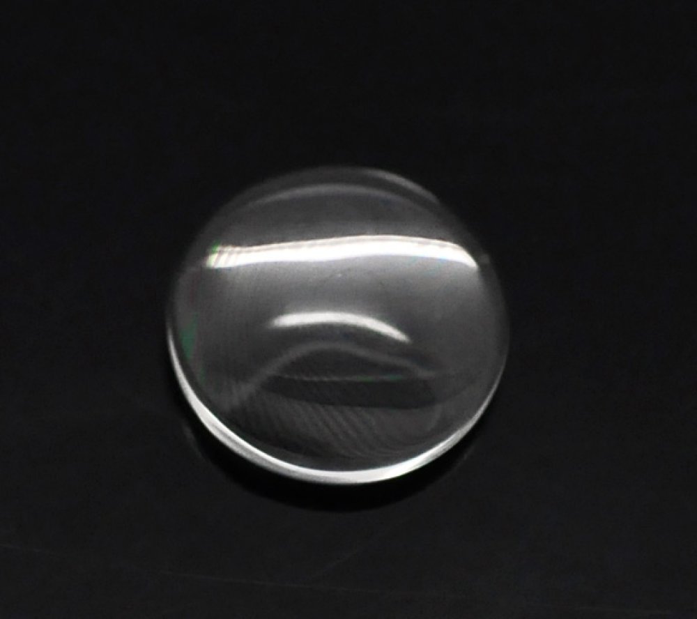 5 Cabochons runde 12 mm i gjennomsiktig burrglass N°03