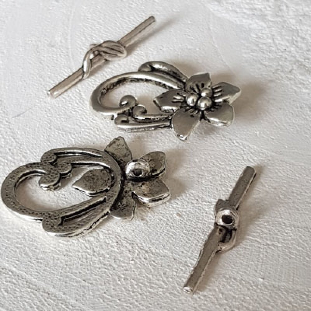5 Toggle Clasps Blomstermønstre Romantisk Sølv